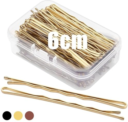 Mbsomnus 6cm Haarnadeln 100 Stück Bobby Pins Haarklemmen Gold | Damen Haarklammer, Hair Pin, Metall Wellenform Klammern, mit Aufbewahrungsbox, Ideal für Alle Typen, Kinder Mädchen