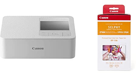 Canon SELPHY CP1500 Mini Fotodrucker weiß inkl. Canon Druckerkartusche RP-108, 108 Blatt