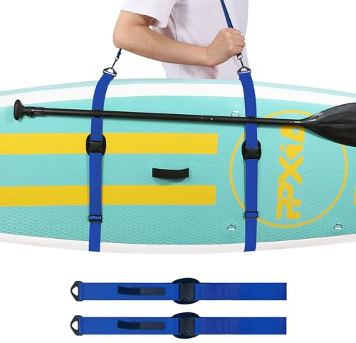PPXIA Surfboard Tragegurt Paddelboard Carry Strap, Schultergurt für Surfbretter, Paddleboards, Longboards, Kajak, und Kanu, SUP Board Zubehör Tragegurt mit Paddelhalter