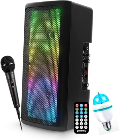 Enceinte FestiSound SRX206 Karaoké Enfant sans Fil Sono Portable DJ Autonome avec Micro -Bluetooth USB idéal SOIRÉE + Ampoule
