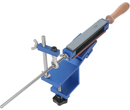 Affilacoltelli Ad Angolo Fisso, Affilacoltelli Professionale, Angolo Fisso di 15°, Design Rotante e Ribaltabile a 360°, Fornito con 6 Pietre per Affilare per Affilacoltelli da Cucina