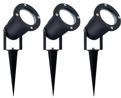Ledvion 3er Set Gartenstrahler mit Erdspieß IP65 3W 6500K GU10 dimmbar | Fuer Garten Terrasse Einfahrt Wege Beete und dekorative Aussenbeleuchtung