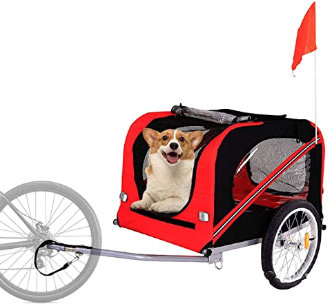 Lnlscle 2-in-1-Haustier-Hundefahrradanhänger Und Kinderwagen, Zweirad-Haustier-Fahrradanhänger Mit Netzfenster, Belastung 40 Kg, Outdoor-Haustiertransportbox Für Kleine Und Große Hunde