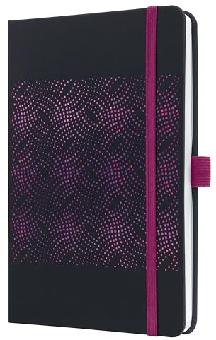 SIGEL J5213 Wochenkalender 2025 A5, Jolie, schwarz, pink, Hardcover mit samtig-weicher Oberfläche, Gummiband, Stiftschlaufe, Einstecktasche, 174 S., vegan, Buchkalender, Terminplaner