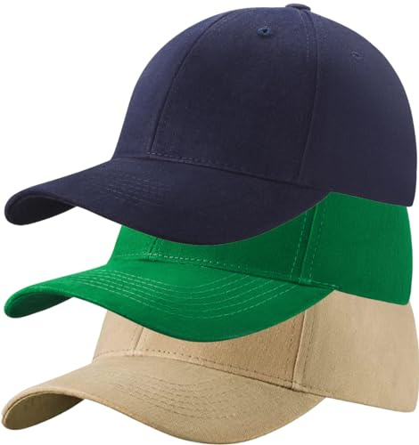 4sold Vorteilspack 3er Set Basecaps – Unisex Baumwolle Kappe für Herren & Damen, schlicht ohne Logo, verstellbar, atmungsaktiv & leicht, Sommermütze für Freizeit, Outdoor, Urlaub & Sport – spare mehr