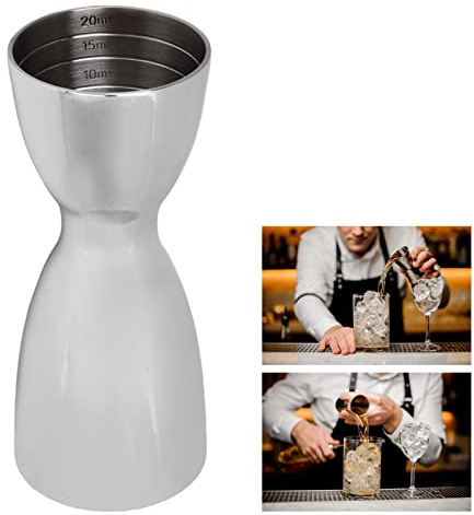 Double Jigger à Cocktail en Acier Inoxydable, Jigger de Mesure pour Barman, Outil de Barman en Forme de U plaqué Cuivre pour Cocktail et Vin (Lumière du miroir)