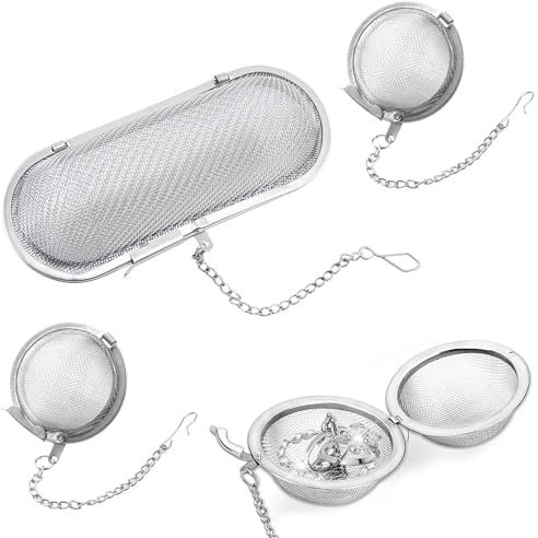 iTYOOS 3 Pièces Paniers pour Nettoyeur à Ultrasons, Panier en Inox pour Nettoyage Ultrasons avec Chaîne Crochet, Passoires Acier Inoxydable, Boules D'Assaisonnement en Acier Inoxydable
