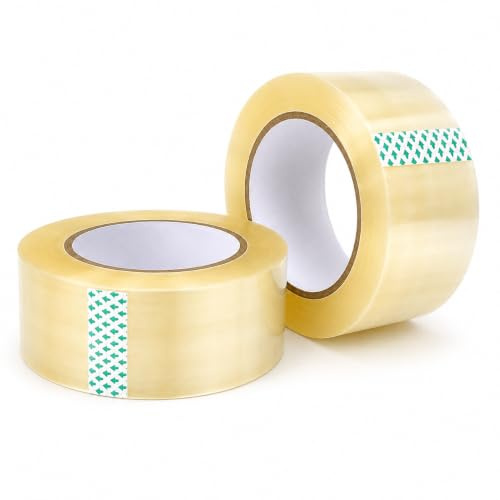 1ABOVE Lot de 2 rouleaux de ruban adhésif transparent pour emballage 48 mm x 66 m | 54 microns | Idéal comme ruban adhésif transparent pour colis, ruban adhésif d'emballage solide et robuste pour
