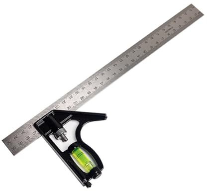 IKOPFLN Kombinationswinkel 300mm Anschlagwinkel mit Wasserwaage und Anreissnadel 45 90 Grad Winkel Anschlagwinkel Metall Universalwinkel Messwerkzeug zum Präzisen Messen & Markieren