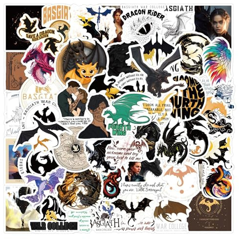 CAREOR 120Pcs Fourth Wing Stickers, Vinyl Waterproof Anime Fourth Wing Stickers for Kids Teen Crafts Laptop Bottles Envelopes Gifts Tags Snowboard