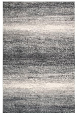 Teppich Wohnzimmer grau, Wohnzimmerteppich grau meliert, weicher Kurzflorteppich, strapazierfähig, Melange Effekt, anthrazit, Oeko-TEX, 80 x 150 cm