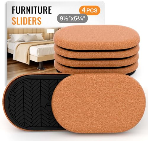 Furniture Sliders for Hardwood Floors Felt Large 4 PCS 24cm x 14.5cm Oval Reusable Furniture Slider with Extra Thick Design - Heavy-Duty Furniture Movers - Felt Sliders Effortless Moving | 4 Pack 9-1/2 Oval Reusable Furniture Slider with Extra Thick Design Orange Felt Sliders for Hard Surfaces Effortless Moving
