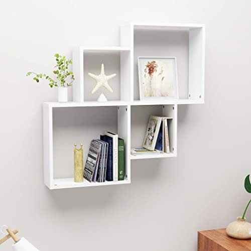 Generisch WüRfelregal Weiß 80x15x78,5 cm Holzwerkstoff Kleines Regal,Regal Schmal,Regal Klein Wird Im Wohnzimmer, Schlafzimmer, Arbeitszimmer, BüRo Usw. Verwendet