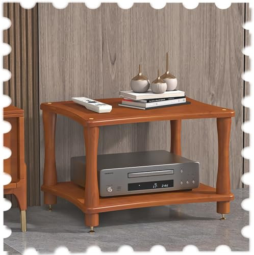 IMUNKT Massivem Holz AV-Regal, HiFi Rack Audioschrank 2/3/4 Etagen, Audio-Video-Medienständer, Stereo-Schrank Für Verstärker/Plattenspieler/Spielkonsolen/Platten(Teak,2Tier-42cm Tall)