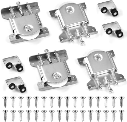 4 Pairs Sliding Door Rollers, Quiet Casters for Cupboard, Anti-Derailment Sliding Door Fittings For Furniture Wardrobe Cupboard