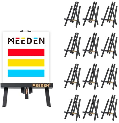 MEEDEN Mini-Tischstaffelei-Staffelei-Staffelei-Staffelei-Ständer, 30,5 cm x 12 Stück, aus Kiefernholz, für Schilder, Bilder, schwarze Mini-Holzstaffelei zum Malen, Party, Klassenzimmer