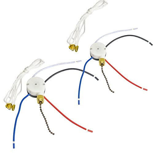 Remingtape ZE-208S E89885 Interrupteur à tirette pour ventilateur de plafond 3 vitesses 4 fils Interrupteur à cordon