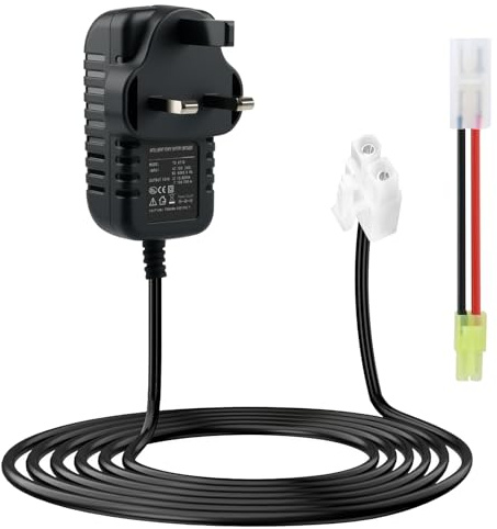NIMH/NICD Charger for 2.4V-7.2V 8.4V 9.6V 12V Airsoft and RC Car Battery | Auto Voltage Detection Intelligent Charger Adapter for 2-10S NIMH Battery with Standard Tamiya to Mini Tamiya Cable