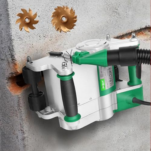 TYH Ranuradora de Pared eléctrica con Cuchillas de 35 mm y 25 mm, 1600 RPM, Profundidad Ajustable de 15 a 30 mm, cortadora de Azulejos para ladrillo y Granito, 1100 W