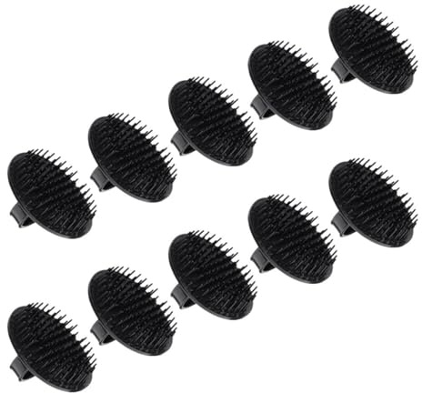 Beaupretty Cepillo de Masaje Cuero Cabelludo Exfoliación y Masaje Cómodo de Plástico 10piezas Negro para Uso Diario en Casa para Hombres y Niños