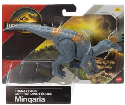 Jurassic World Rebirth Frenzy Pack Minqaria Dinosaurier-Figur, authentisches Spielzeug, Digitales Spiel