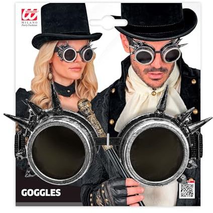 W WIDMANN MILANO Party Fashion - Steampunk Brille mit Stacheln | Für Erwachsene, Retro-Partybrille im Vintage-Look für Karneval, Halloween, Festivals, Mottoparty
