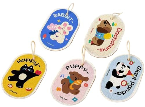 Spülschwämme für die Küche,5 Stück Schrubber Pads - Schwämme Aus Holzpulpe Mit Cartoon Motiv | Für Badezimmer Geschirrspülen Auto Haushalt Und
