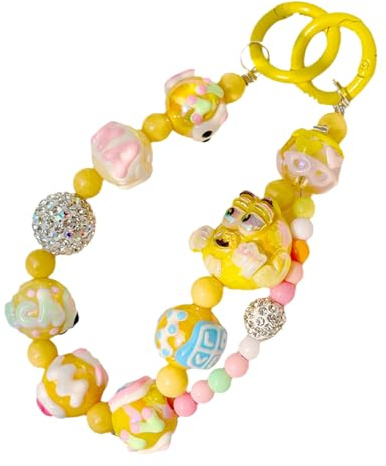 ZYHARUKO Cadena de teléfono con cuentas hecha a mano, elegante pulsera de cristal, accesorio de cordón de muñeca adecuado para bolsas de smartphone, cadena de teléfono hecha a mano