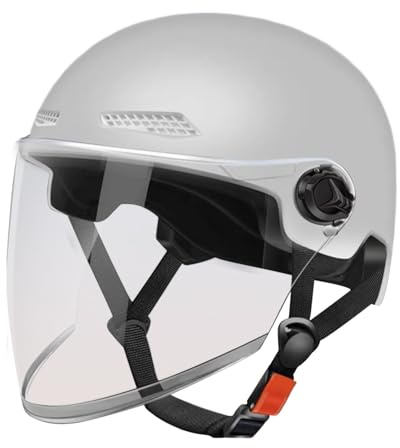 Retro Riding Hat - Scooter Half Helmet | Quick Release Safety Chin Strap, Integrated Sun Protection Visor Shell, Lightweight Aerodynamic Stylish Vintage Motor Scooter Safety Gear for Women