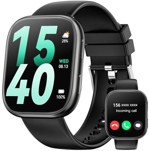 Smartwatch Herren Damen, 1.83 HD Fitnessuhr mit Telefonfunktion, Fitness Tracker mit SpO2 Pulsmesser Schlafmonitor Schrittzähler, 100+ Sportmodi Sportuhr, IP68 Wasserdicht Smart Watch für Android iOS