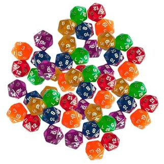 drburpily Set di dadi poliedrici D20 Assortimento di dadi a 20 facce di facile lettura con 60 per giochi di ruolo in acrilico Assortimento di da 20 mm Cubo D20 Cubo 6 colori