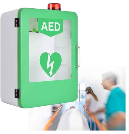 AED Wandschrank für Defibrillatoren mit Notfalllicht - Hochsicherer Aufbewahrungskasten für Büros, Hotels und öffentliche Bereiche mit Sichtfenster und verstellbaren Trennwänden