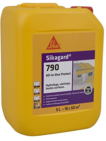 Sikagard 790 All-in-One, Protection hydrofuge tout en 1 intérieur et extérieur pour façade, toiture, terrasse, formule renforcée, 5L = environ 10 à 50m²