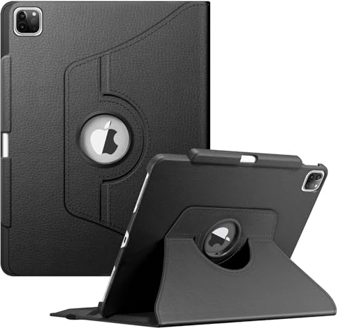 Fintie Hülle für iPad Pro 12.9 Zoll 6.Generation 2022/ iPad Pro 12.9 2021/2020/2018 mit Stifthalter - Schutzhülle Cover mit 360 Grad drehbarem Ständer und Auto Schlaf/Wach Funktion, (Schwarz)