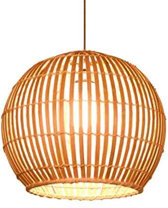 MTDYD Creative Arc-top Bamboo Chandelier, Half-Open Rattan Pendant Lamp, E27 Single Head Hanging Light, Ceiling Light, Lighting Fixture for Teahouses and Cafes