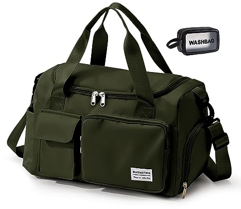 Liten gymväska för kvinnor, resväska duffelväska handbagage på weekendväska med skofack, 09#armégrön, Gym Bag & Toiletry Bag, Gymväska & toalettartiklar väska