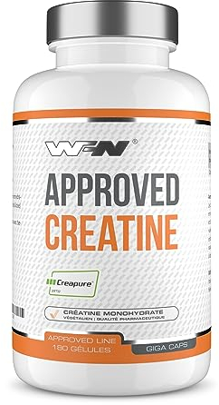 WFN Approved Creatine Caps - Creapure - 180 Cápsulas - Creatina Cápsulas alta dosis - Creatina monohidrato pura - Vegano - 60 Porciones - Fabricado en Alemania - Probado en laboratorio externo