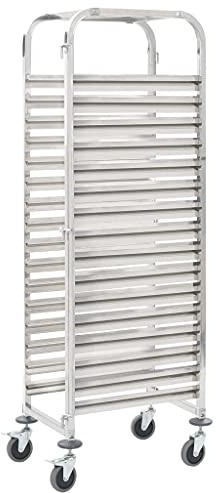Chusui Tablettwagen für 16 Tabletts, Food Tray, Regalwagen, Gemüsewagen, Bonleiste Gastronomie, Multifunctional Household Kitchen Shelf, 38x55x163 cm Edelstahl