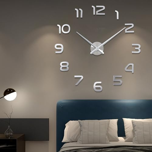 Reloj de Pared Moderno 3D - Adhesivo para Bricolaje Sin Marco, Números Romanos, Pegatinas de Espejo, Arte Decorativo para el Hogar