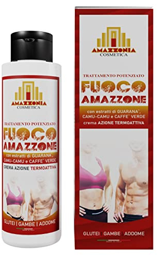Crema Anticellulite Forte Fuoco Amazzone Termoattiva, Azione Drenante , Rassodante e Riducente, migliora la circolazione sanguigna, con Estratti di Guaranà, Camu-Camu e Caffè Verde 150 ml