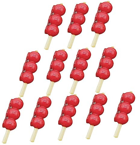 Mikikit 12stücke Künstliche Rote Kandierte Hagebutten Als Chinesische Snack-Dekoration Fotorequisiten Modell Einer Künstlichen Zuckerkürbis Zufällige