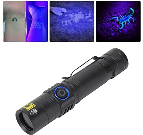 Ultraviolette UV-Taschenlampen, Ultraviolettes Licht, 365 Nm UV-Taschenlampe, Ultraviolettes Schwarzlicht, Wiederaufladbar, Zum Erkennen von Flecken auf Kleidung, Teppichen, Urinspuren von Haustieren,