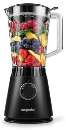 Emperial Blender 1.5L Plastic Jug Blender, 2 Speed Settings + Pulse, Stainless-Steel Blades, 600W - Black