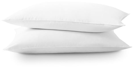 FZZOR Soft Flat Comfy Thin Pillows Standard Size Set of 2,Premium Soft Support Bed Pillows for Sleeping,Down Alternative Breathable Pillows for Side Back or Stomach Sleepers（20x26in ）