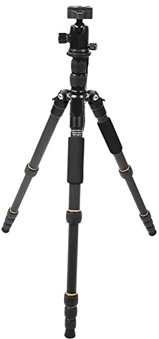 Treppiede Portatile da Viaggio con Testa Sferica Monopiede con Panoramica a 360 Gradi, Gancio a Molla e Livello Integrato per Fotocamera Digitale DSLR, Piastra a Sgancio Rapido