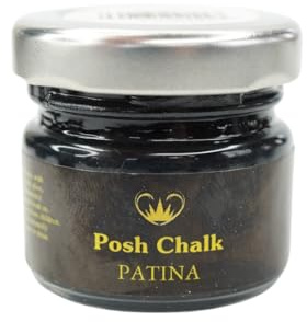 Posh Chalk PC0301 Patina - Black 30ml - Oil-Based Gilding Wax - Vintage, Metallic, Distressed - DIY Craft Upcycling Furniture - Thick Texture + Stiff Consistency – Artisan Quality
