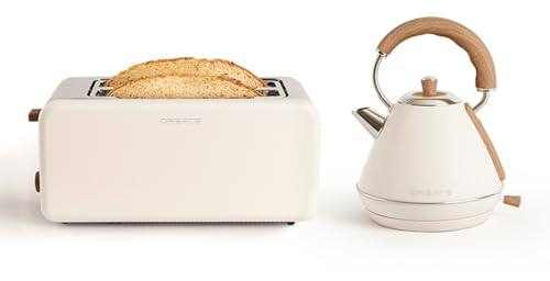 CREATE/PACK TOAST RETRO XL + KETTLE RETRO M/Grille pain blanc cassé avec bouilloire blanc cassé/Bouilloire 1L