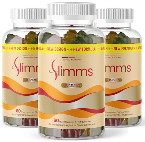 Slimms Gummies - mit natürlichen Inhaltsstoffen - für Frauen und Männer geeignet - 60 Gummies pro Dose 3x