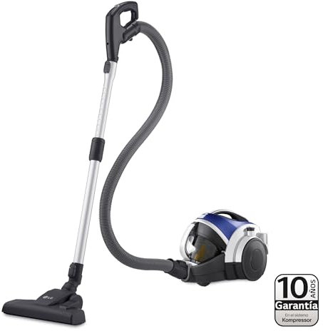 LG VK8506NHAC - Aspirador sin Bolsa 650W, Sistema Kompressor, Turbo Ciclónico, Aspiradora Tubo Telescópico, Depósito 1.2Lx3, Regulador Potencia, Especial Mascotas, Cepillo 2en1 Alfombra-Suelos, Azul