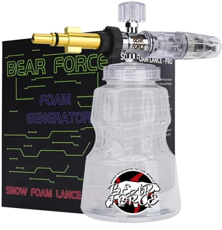 BEAR FORCE Pistola per idropulitrice in schiuma di alluminio, lancia schiuma per lavaggio auto, ugello regolabile per AR, per Michelin, per Mac Allister, per Cecotec, per Black & Decker, per Bosch AQT